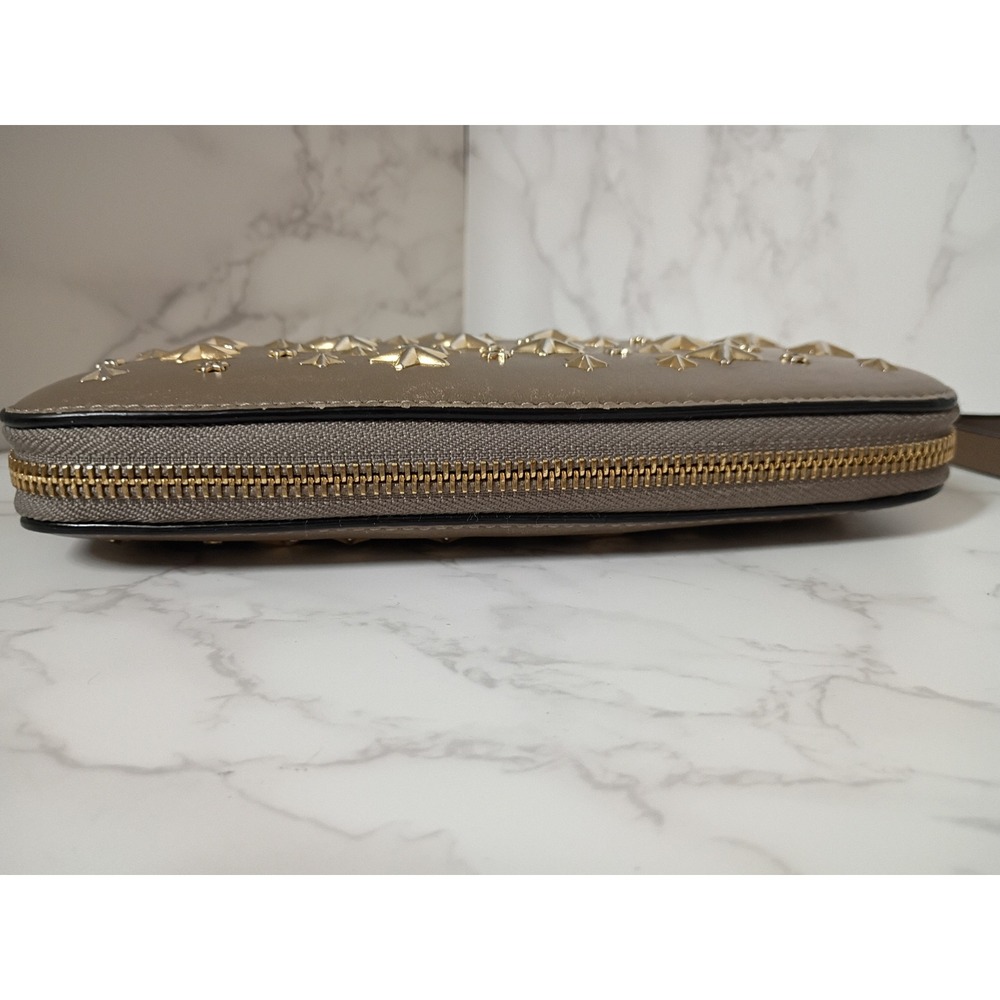 JIMMY CHOO Filipa Star-Studded Zip-Around Brown Leather Wallet - EUC - Picture 6 of 9